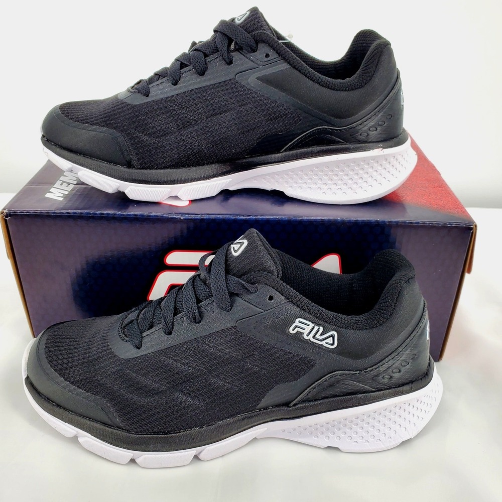 FILA Memory Core Foam Running Sneakers Womens 6.5 Black White Lightweight New